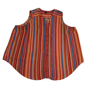 Torrid Plus 5X Rainbow Women Striped Sleeveless V-Neck Blouse Tunic Top Summer